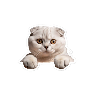 Petpaws White Scottish Fold cat Bubble-free stickers